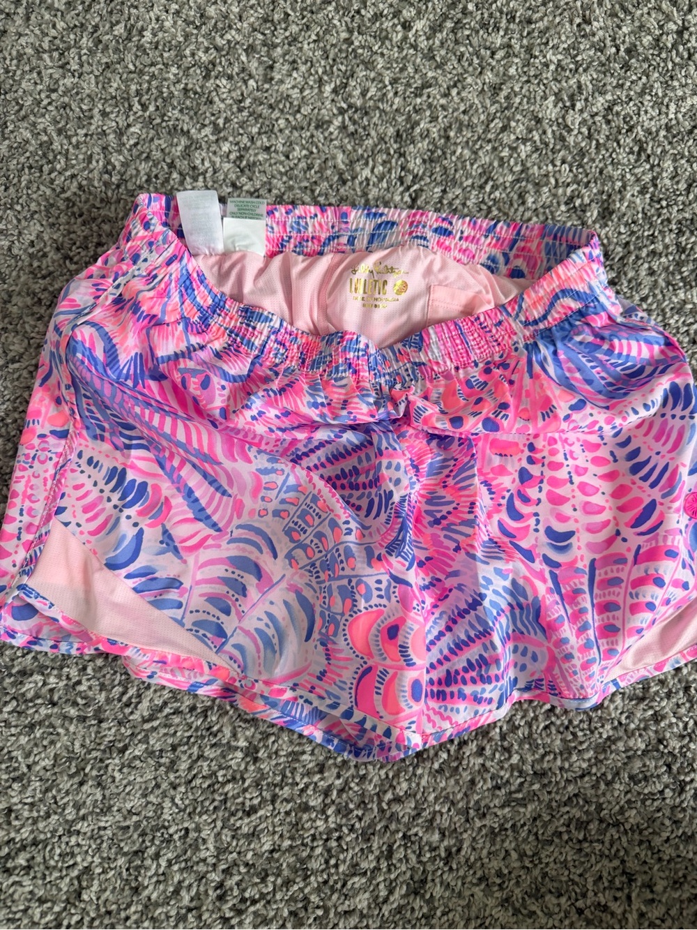 Lilly Pulitzer Pink & Blue Abstract Athletic Shorts